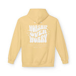 Inspirational Fleece Hoodie - WORSHIP OVER WORRY Honest Heartfelt